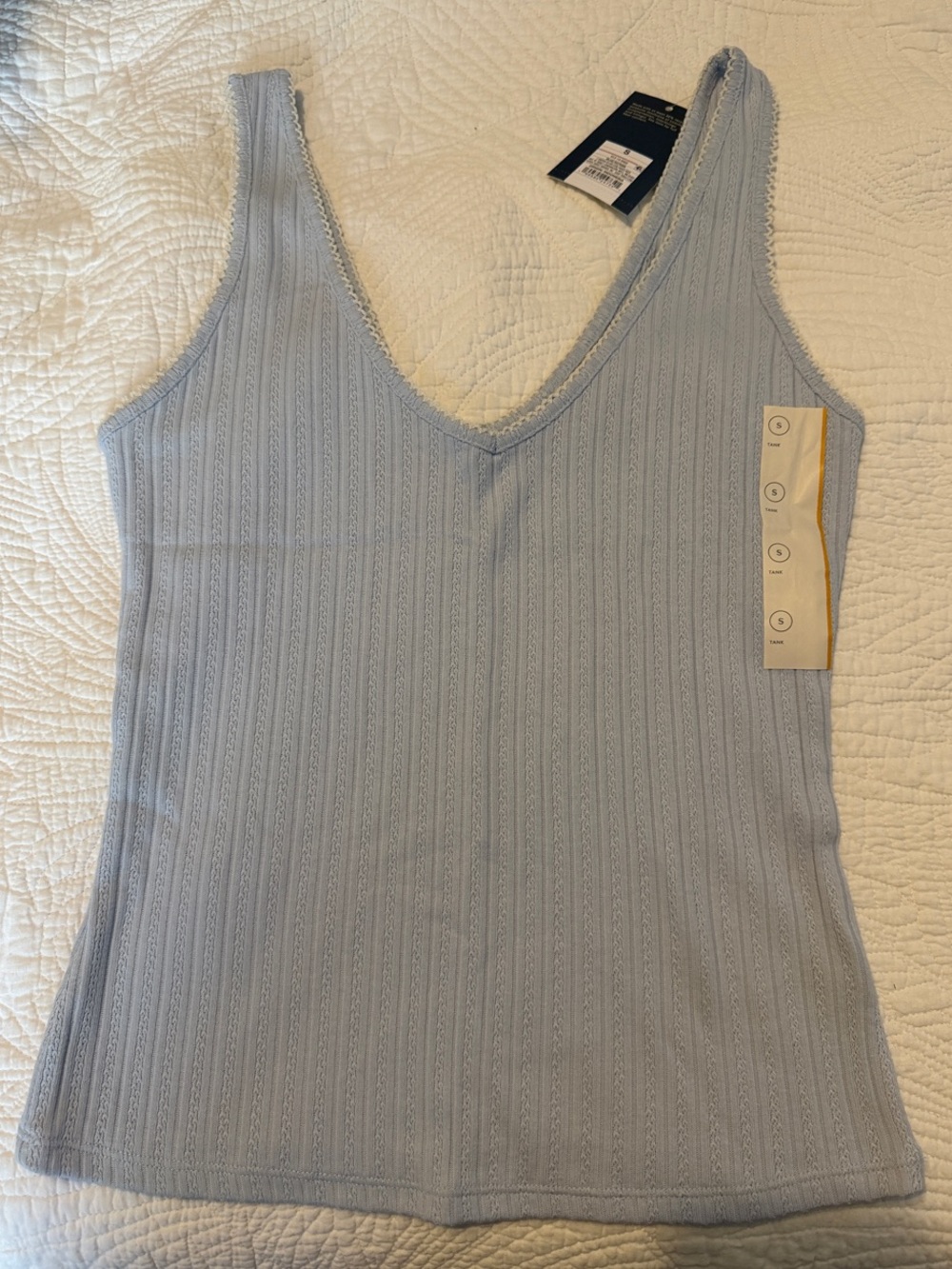 Universal Thread Light Blue Ribbed V-Neck Tank